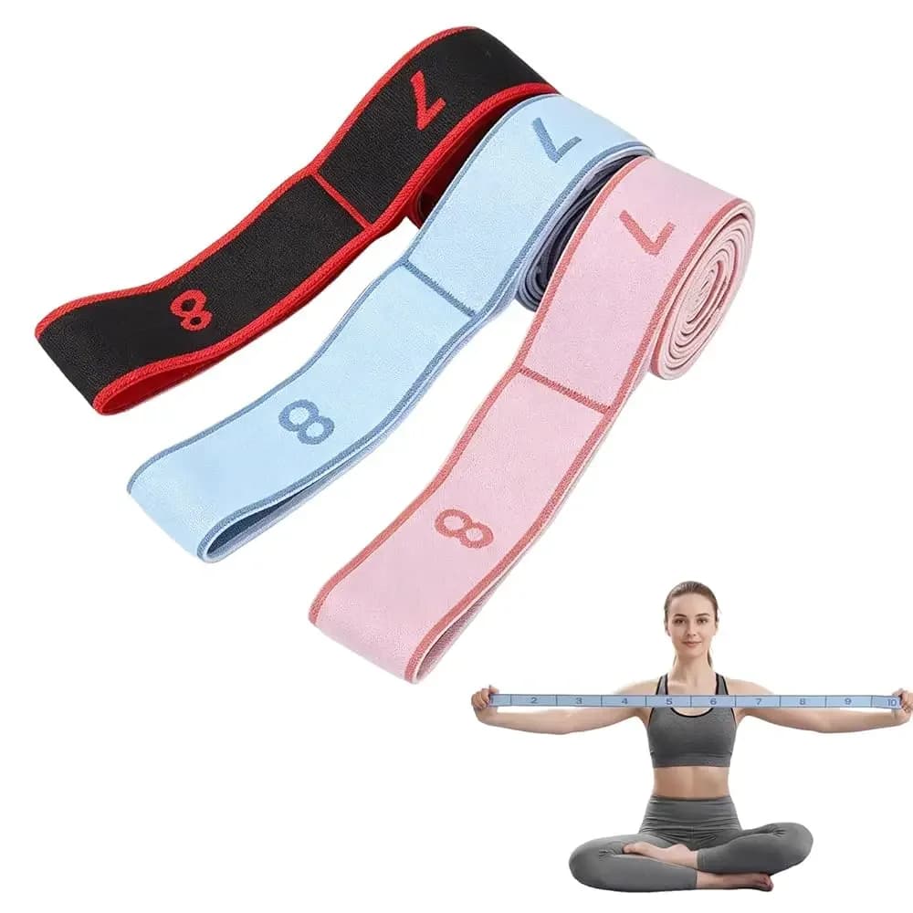 Fascia di Resistenza per Fitness con Maniglie, Fascia Elastica Numerata, Fascia per Stretching Pilates a 8 Segmenti, Fasce Regolabili per