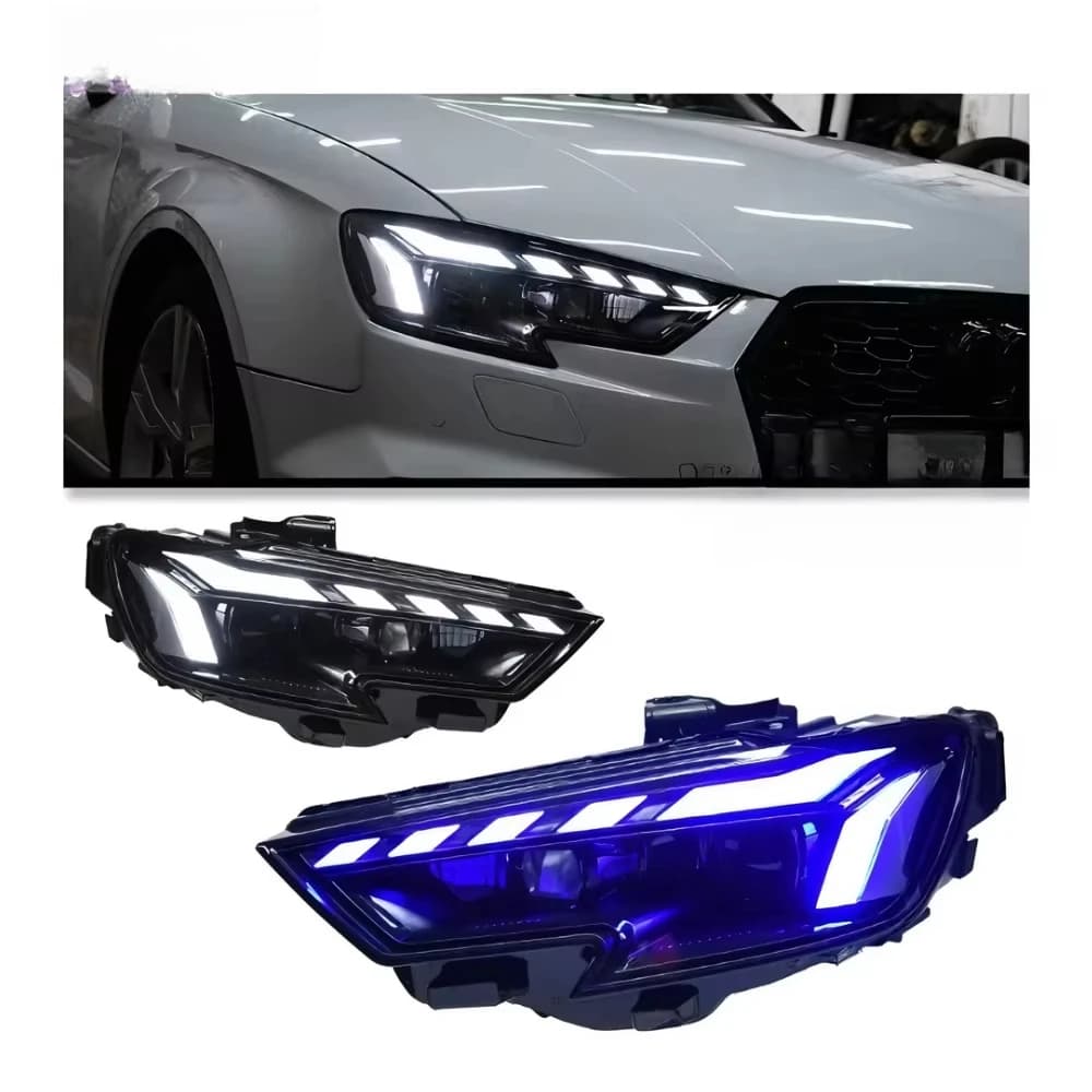 HETOP A3 S3 Headlight 2017-2020 Upgrade Headlights LED Angel Eye Lamp Modified Front Turn Signals Daytime Running Light for Audi