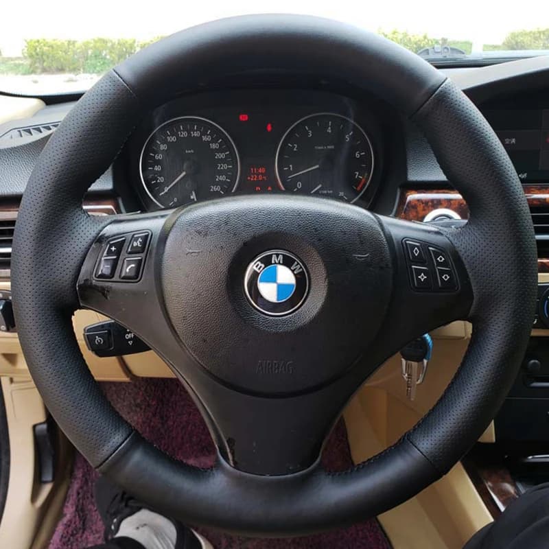 Copertura treccia volante per auto personalizzata 100% adatta per BMW E90 320i 325i 330i 335i E87 120i 130i 120d Accessori interni auto