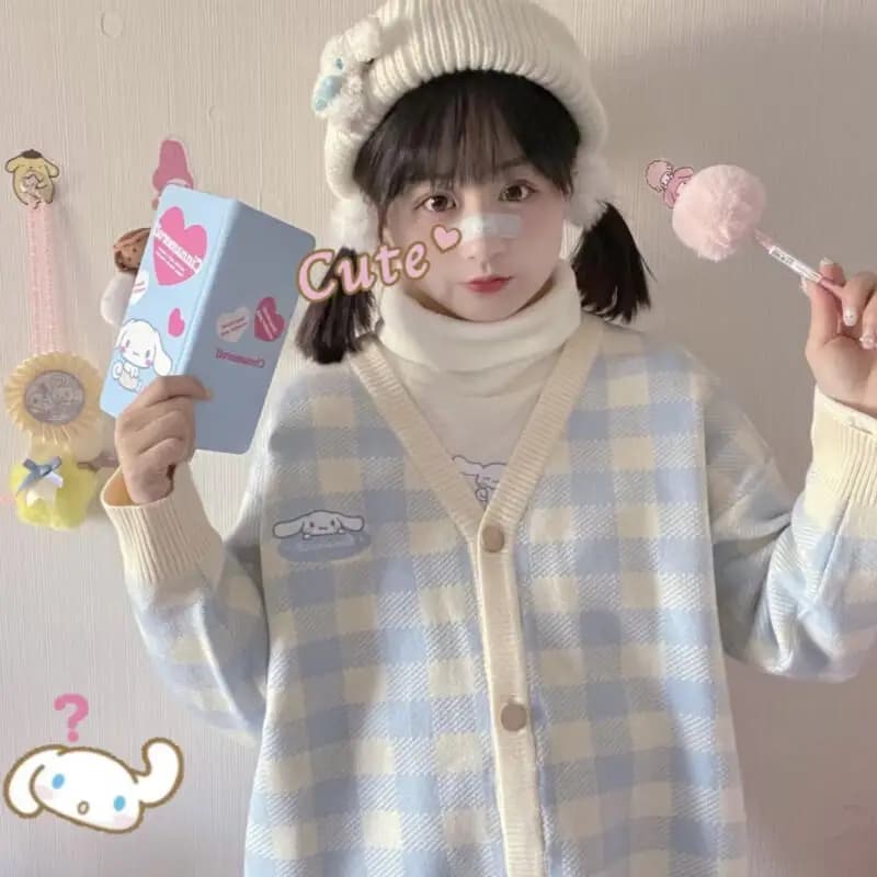 Maglione da Donna Anime Carino Cinnamoroll, Stile Cartoon Y2K, Comodo e Caldo, Top Kawaii per Ragazze, Moda Primavera Autunno, Abbigliamento Dolce da Donna