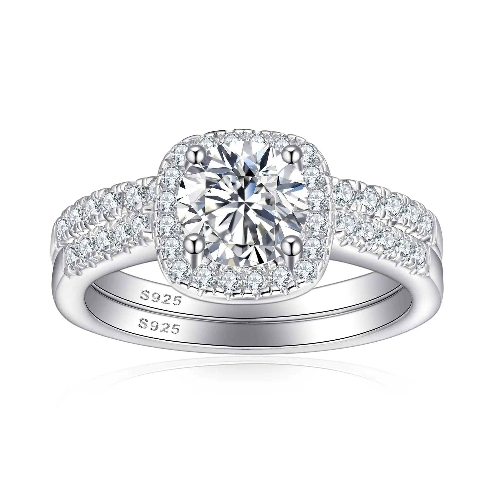 Set di anelli di lusso leggeri di fascia alta in platino PT950 placcato oro 18 carati in argento sterling S925 con combinazione di pietre preziose da donna