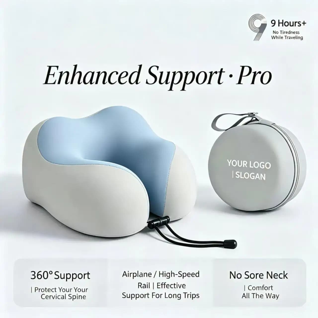 Memory Foam U-Shaped Pillow: Travel-Friendly, Compact, and Cooling Ice-Silk Neck Support Pillow