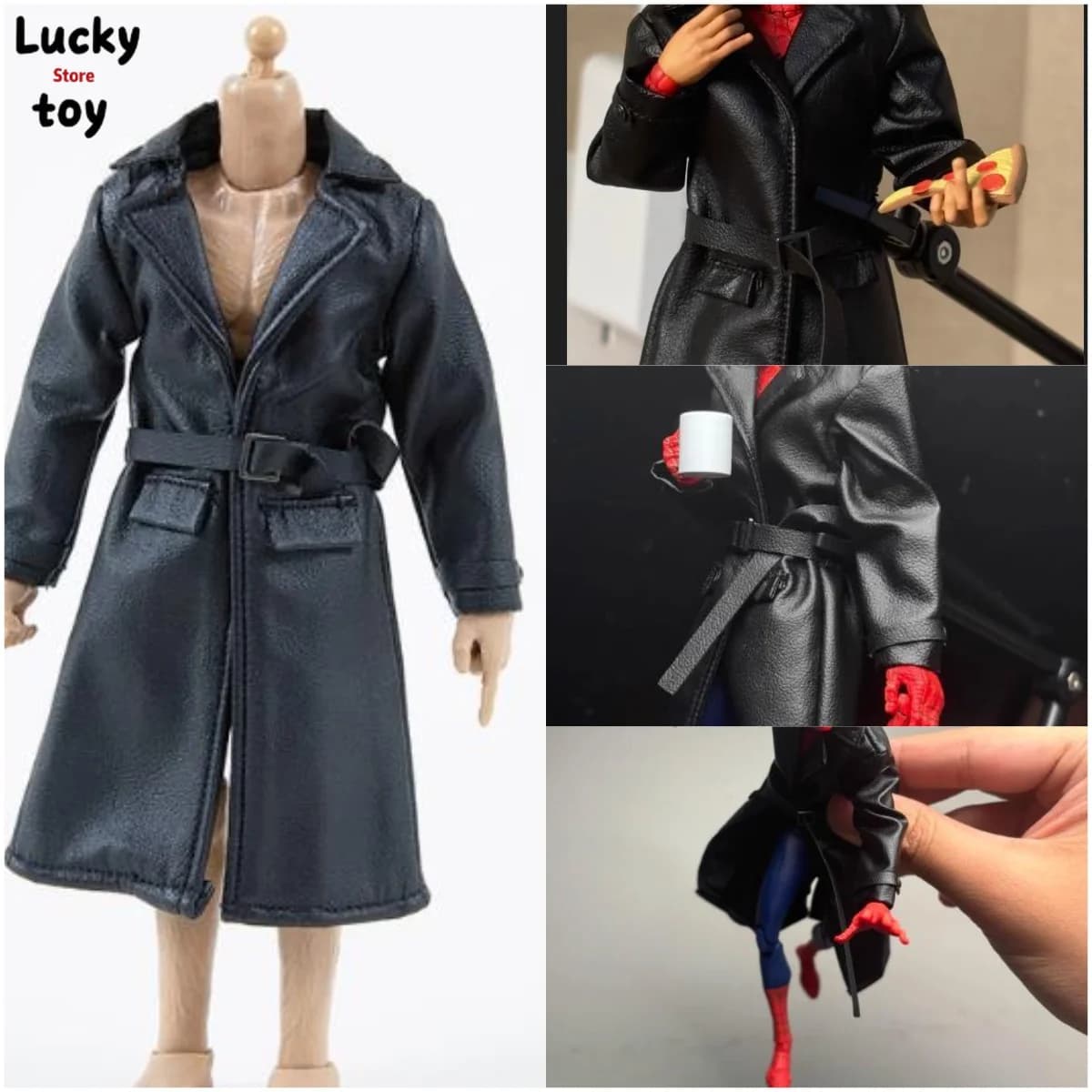 1/12 Bilancia Soldato Maschio Nero Tendenza di Media Lunghezza Trench In Pelle Vestiti per 12 ''Action Figure Accessori Modello Del Corpo