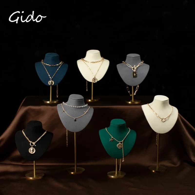 Jewlery Organizer Display Stand metal Base Necklaces Bust Chain Choker Holder Mannequin for Shop Showcase Decorate