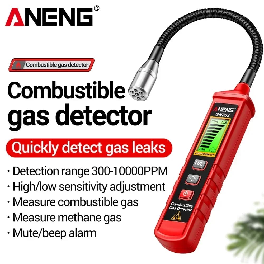 Rilevatore di fughe di gas portatile ANENG GN803 - Analizzatore di concentrazione di gas, tester per metano e gas combustibili, strumento per il rilevamento di perdite