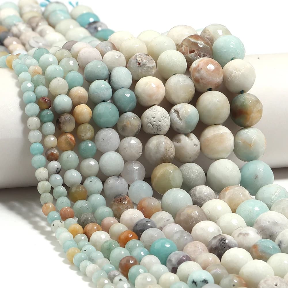 Perline rotonde sfaccettate in pietra naturale, perline sciolte per la creazione di gioielli, accessori fai da te per braccialetti e collane