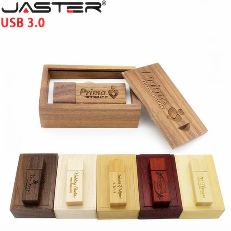 LOGO gratuito chiavetta USB 3.0 in legno ad alta velocità 4GB 8GB 16GB 32GB 64GB 128GB Pen Drive per matrimonio fotografia Memory Stick U Disk