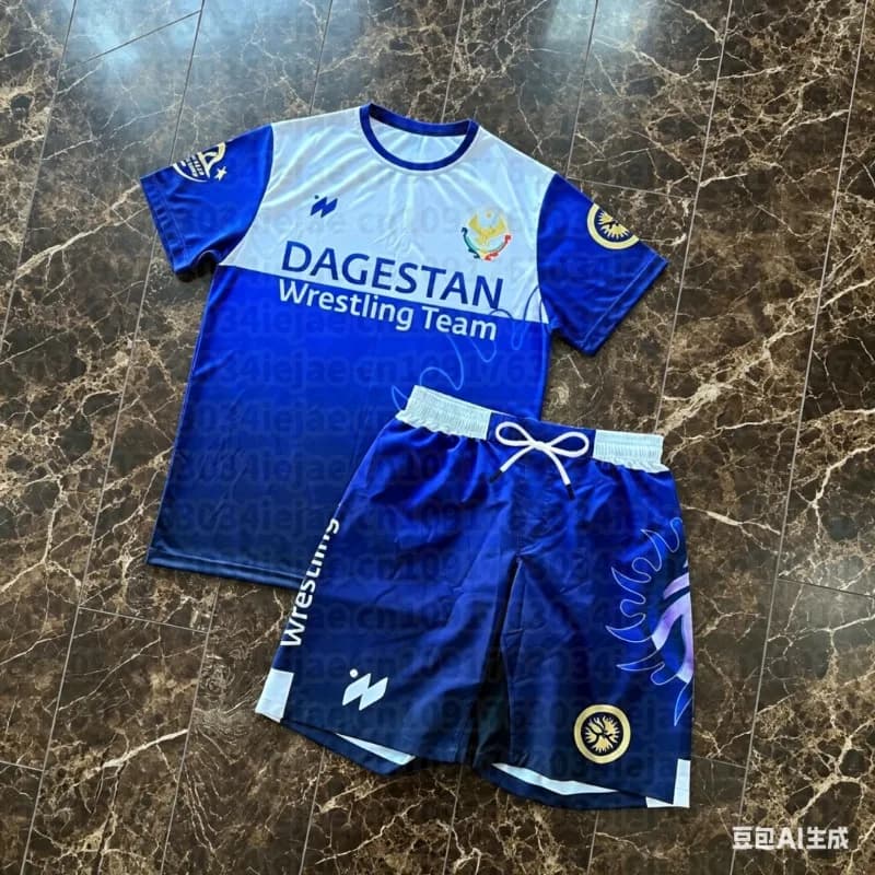 2026 Summer New Dagestan Quick-Drying Fighting Suit Men's Wrestling Training Suit T-shirt Fighting Shorts Sports Set