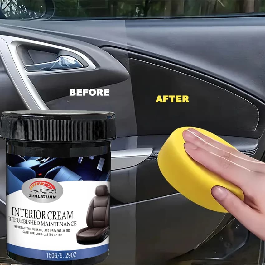 ZHILIGUAN Kit Cera e Fluido per Auto Resina Cura della Pelle Cruscotto e Lucidatura dei Sedili Schiarente Manutenzione degli Interni dell'auto