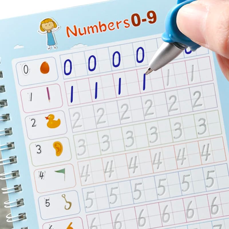 Quaderno di calligrafia 3D riutilizzabile per l'apprendimento della matematica, libro inglese, disegno dei numeri, istruzione per bambini, pratica delle lettere, regali giocattolo
