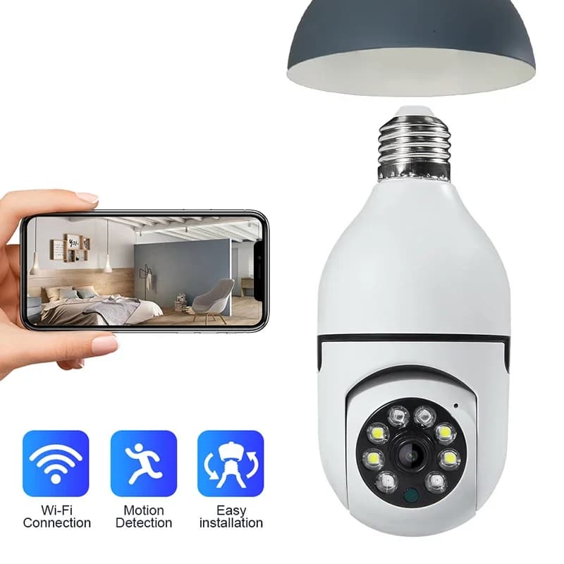 Lampadina E27 Telecamera di sorveglianza Wifi Visione notturna wireless HD Monitoraggio umano automatico Sicurezza Baby Monitor Zoom Video a colori