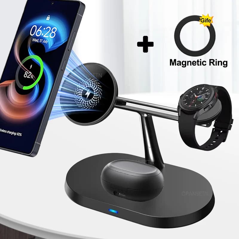 3-IN-1 Wireless Magnetic Phone Charger Dock for Samsung S25 S24 S23 Galaxy Watch 7 6 5 4 3 2 Buds2/3 Pro Quick Charging