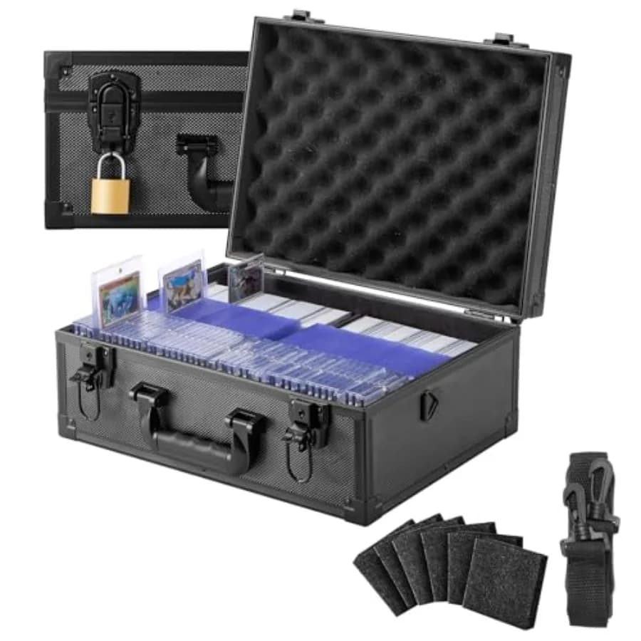 3"x4" 35pt hard card holder box, contains over 600 toploaders, sports card case with 6 foam dividers, Toploader Stora