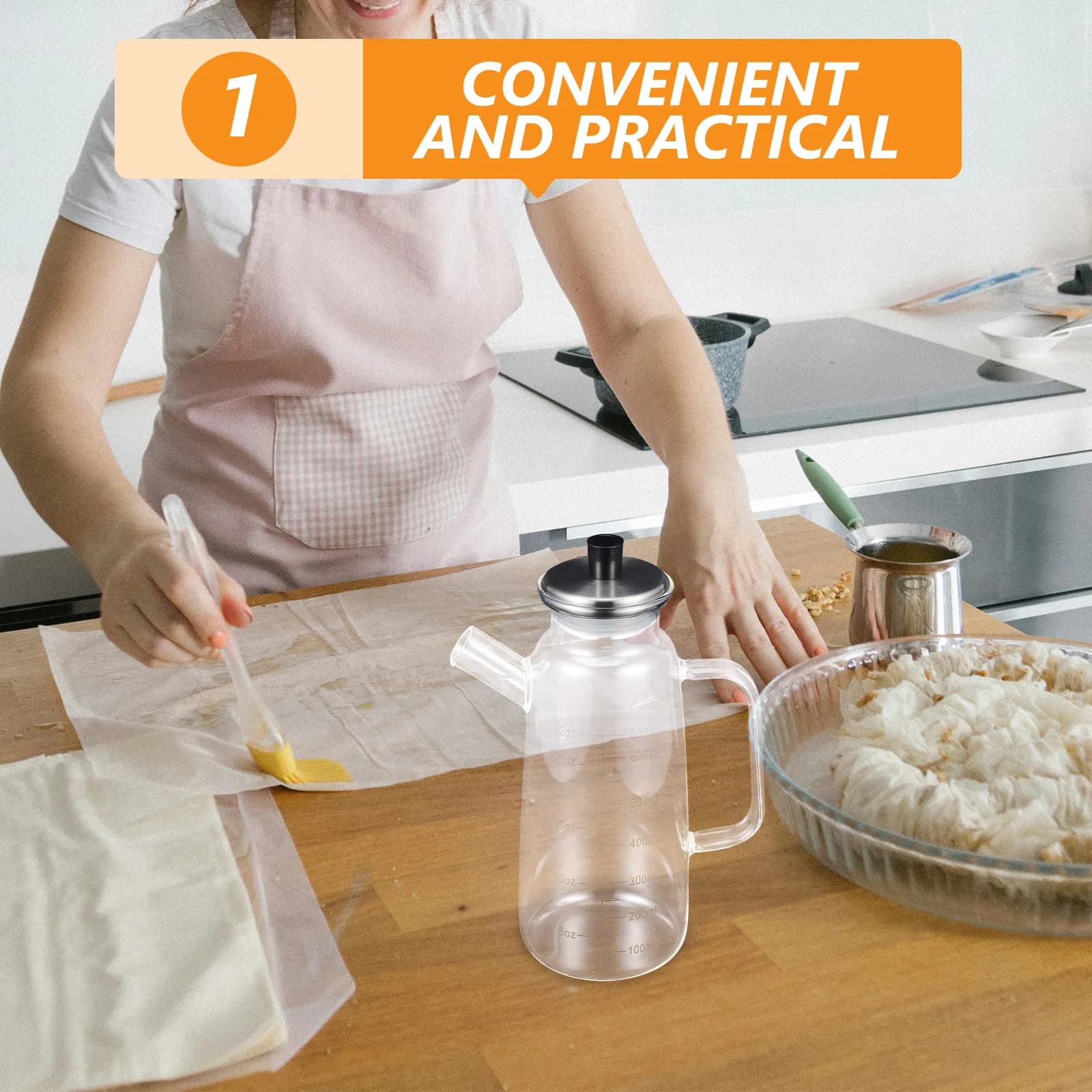 1 set di bottiglie per olio in vetro, dispenser multiuso per olio, per cucina, casa, ristorante, contenitore per salsa, aceto, anti-perdita
