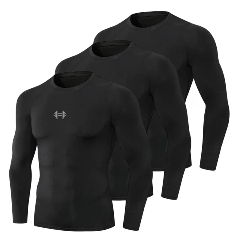 1/3 pieces man handlebars reflective sleeves long running shirts spring gym fitness compression soccer mesh jogging clothing