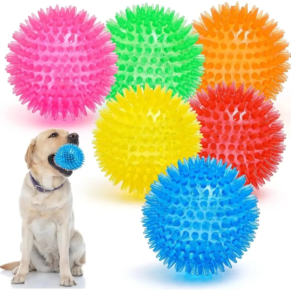 Palline Giocattolo Squeaky per Cani, Giocattoli da Masticare per Cuccioli per la Dentizione, Palline Spiaggiate Non Tossiche Senza BPA per Cani, Giocattoli Durevoli per Cani con Masticazione Aggressiva