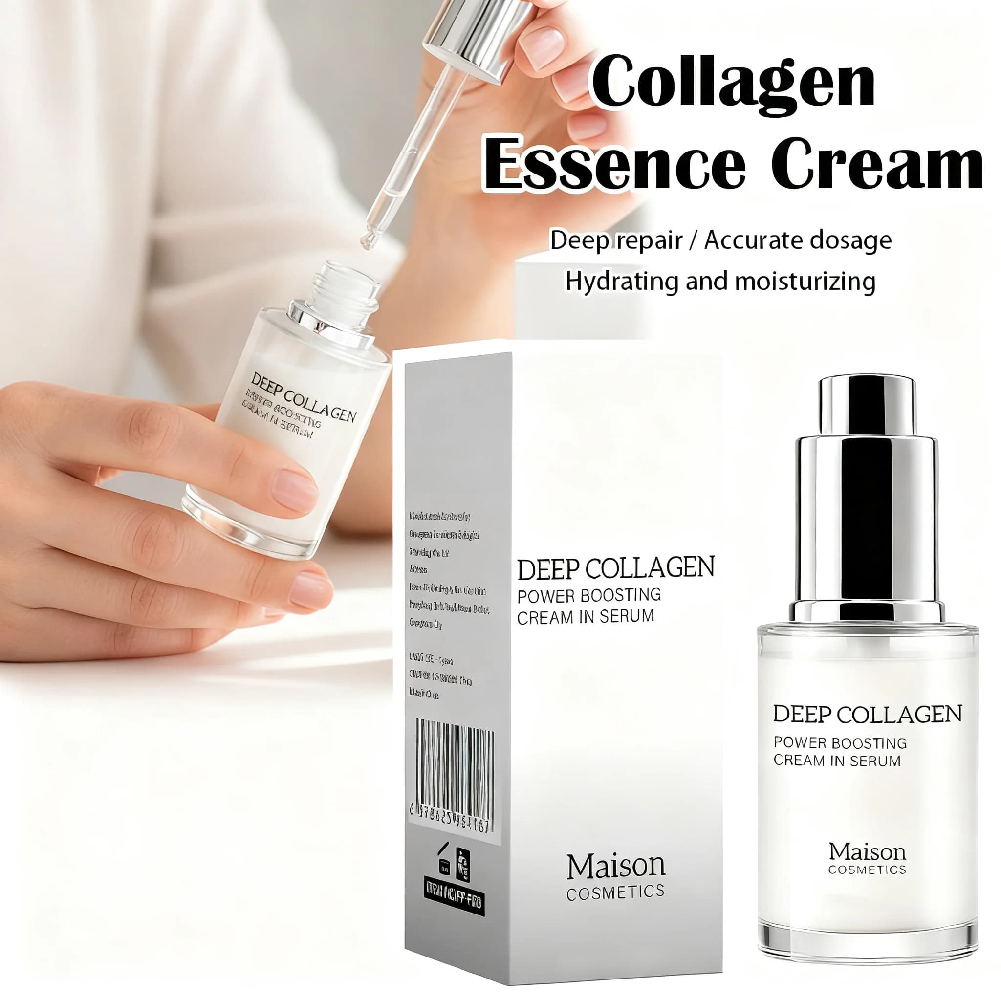 Siero Potenziante al Collagene Profondo, Essenza Viso Idratante, Nutriente e Riparatore, per l'Elasticità della Pelle, Cura del Viso