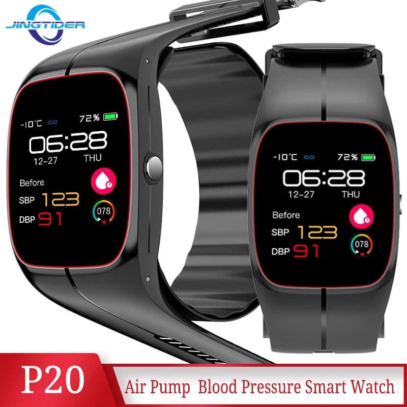 P20 Double Layer Airbag Blood Pressure Smart Watch Man Complete Wraped Body Temperature Monitor Smartwatch SpO2 Heart Rate