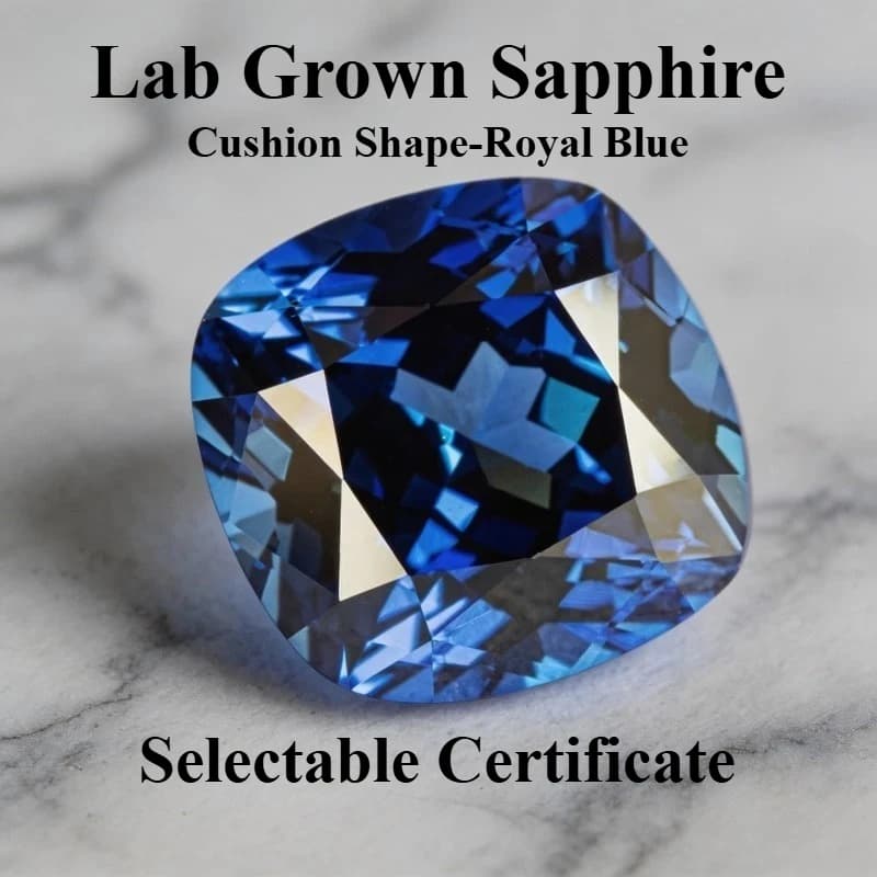 High Quality Lab Grown Sapphire Royal Blue Cushion Cut Charms Gemstone for Jewelry Rings Earrings Making Selectable Certificate