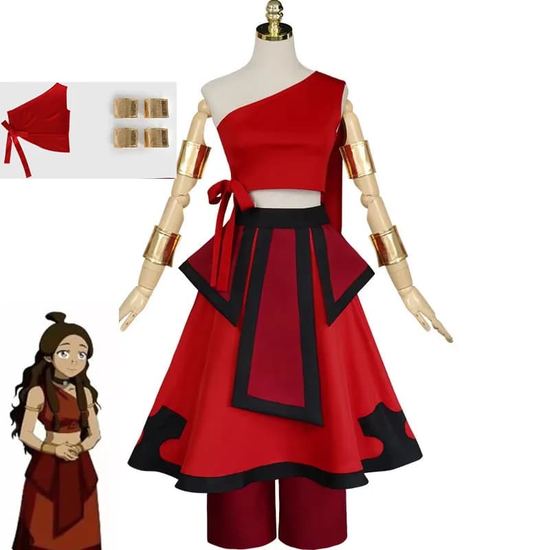 Anime Movie Avatar New Anime Avatar The Last Airbender Katara Cosplay Costume for Carnival Halloween Party Tops and Skirts Set
