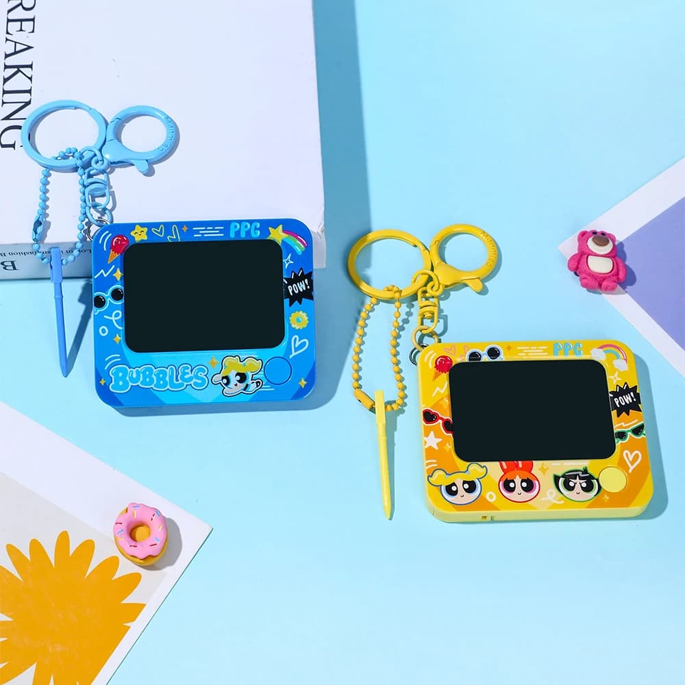 Genuine Powerpuff Mini Drawing Tablet Bag Accessory Reusable LCD Writing Pad with Stylus for Notes Doodle Travel and Daily Gifts