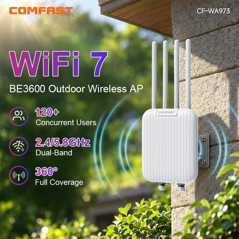 COMFAST High Power Repeater Long Range WiFi7AP WiFi Range Extender Wireless WiFi Router BE3600 Outdoor Weatherproof IP67 Mesh AP