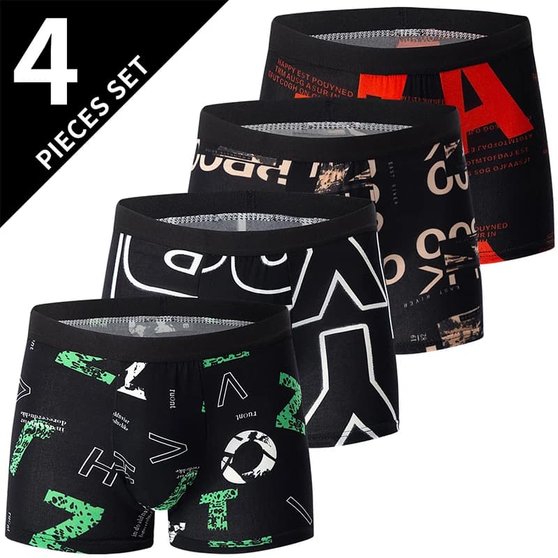 4/10 pezzi da uomo per adolescenti genitore-figlio intimo semplice e alla moda stampato Boyshort Joker casual elastico in vita