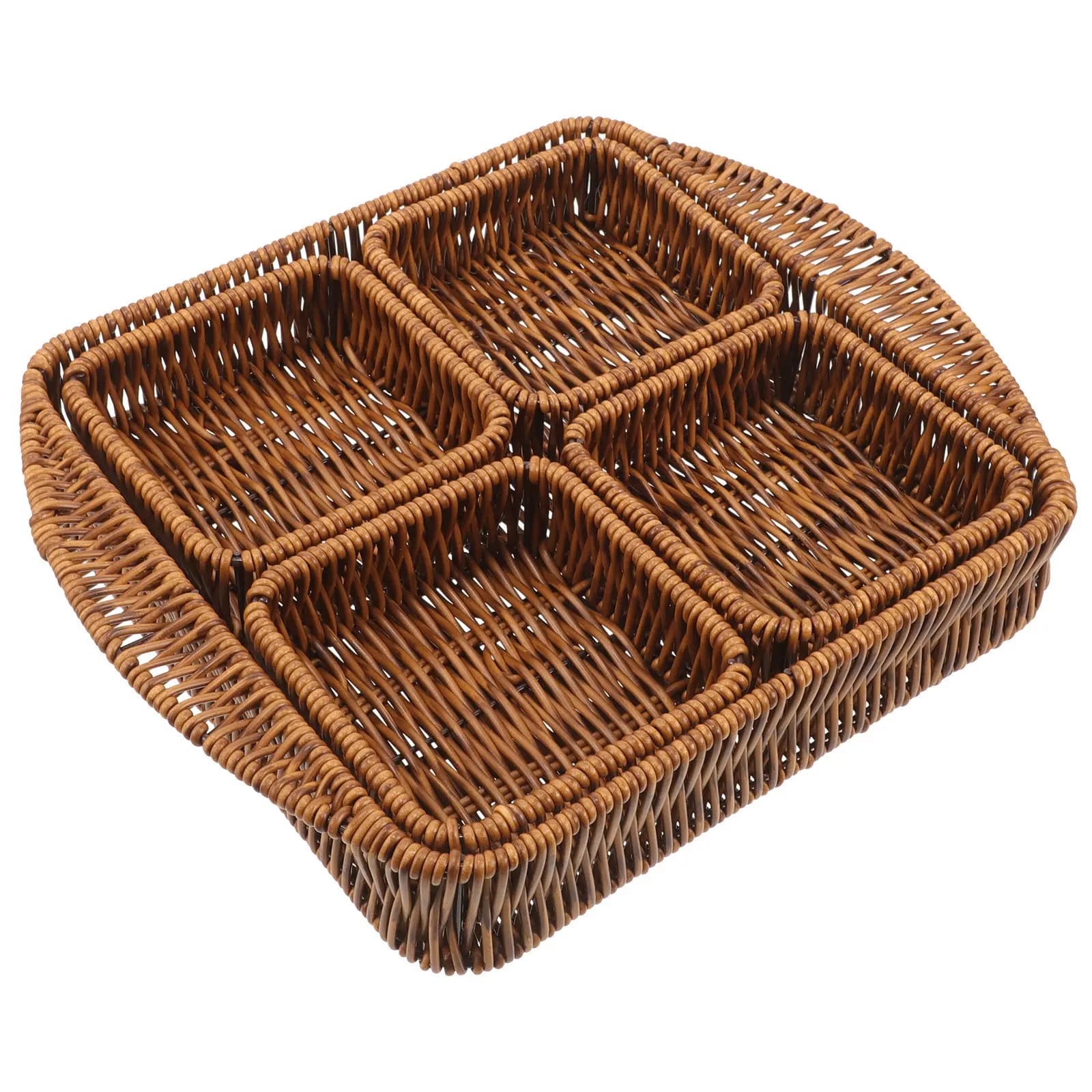 Set di 1 Cesto Portaoggetti Intrecciato con Scomparti per Snack e Frutta Secca, Organizzazione Domestica, Decorazione Rustica per la Casa