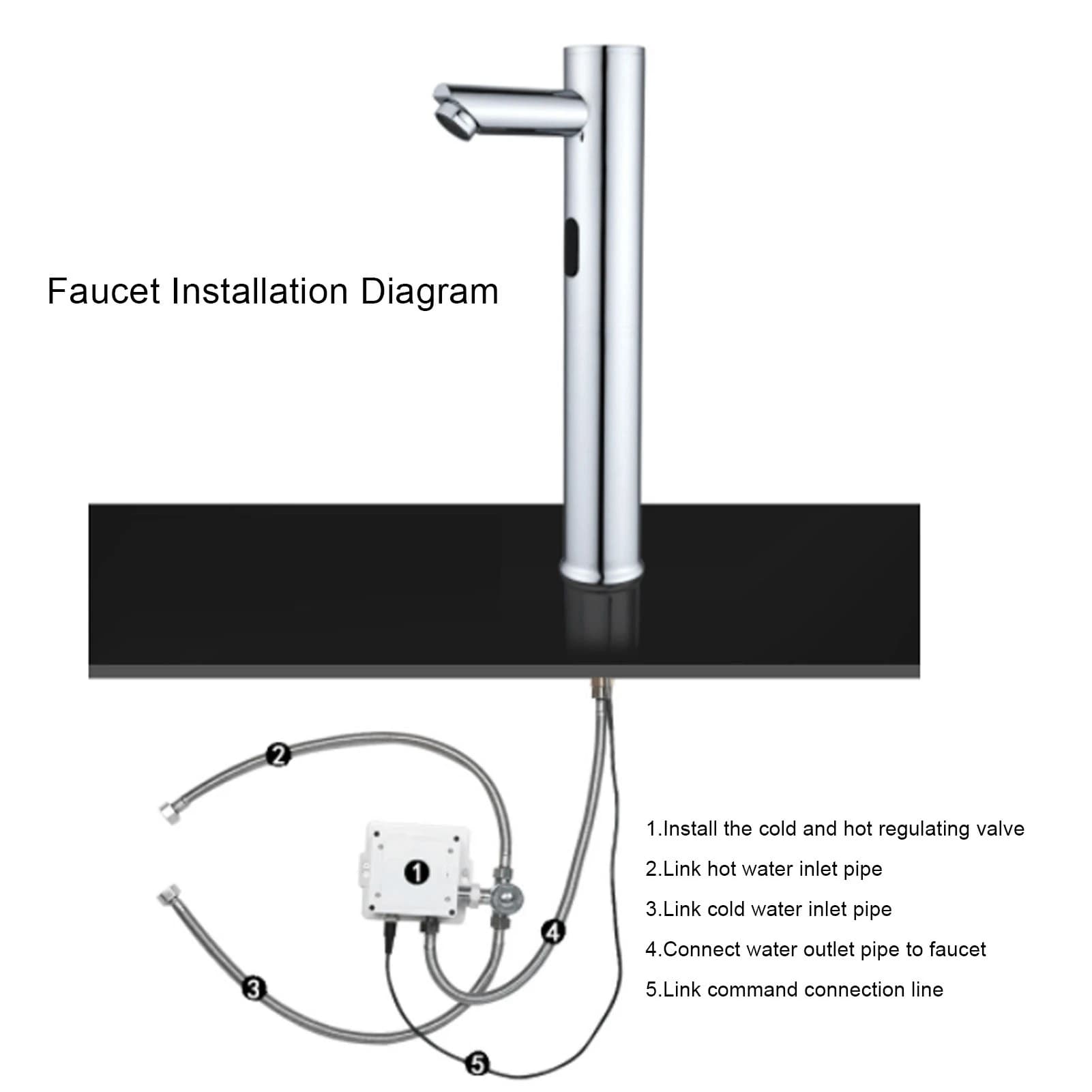 Automatic Motion Sensor Faucet Touchless Faucet G1/2 Male Thread Battery Powered Automatic Motion Sensor Faucet with Filter