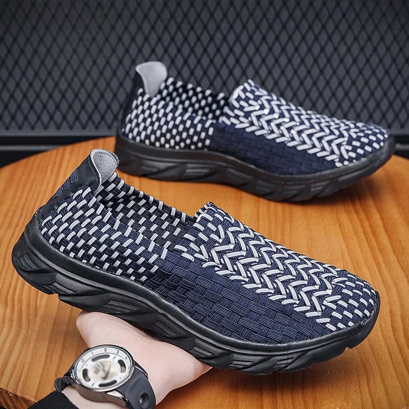 Scarpe tessute fatte a mano Scarpe da ginnastica piatte da uomo Scarpe da passeggio leggere e traspiranti per uomo Mocassini casual Calzature maschili morbide Slip On