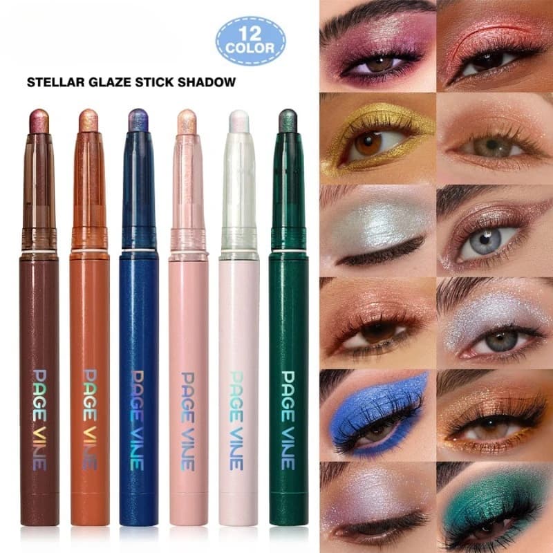 12 color multipurpose highlighter for face, eyes, inner corners, long-lasting makeup stick on The Go