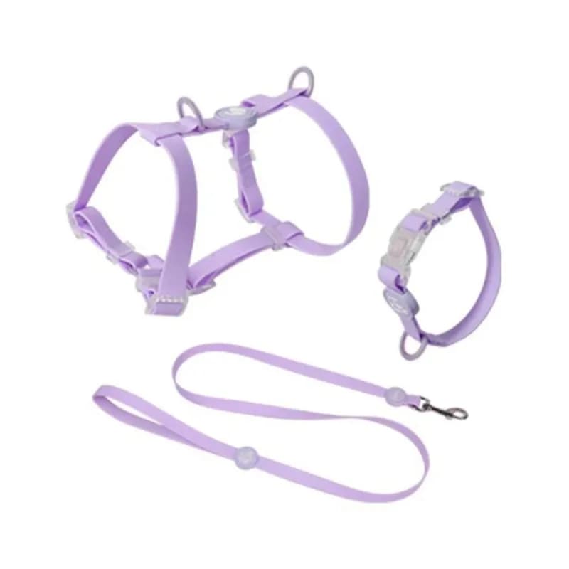 Pettorina Rosa Impermeabile per Cani con Collare Regolabile, Guinzaglio in PVC e Catena per Passeggio, Collare Impermeabile per Animali Domestici