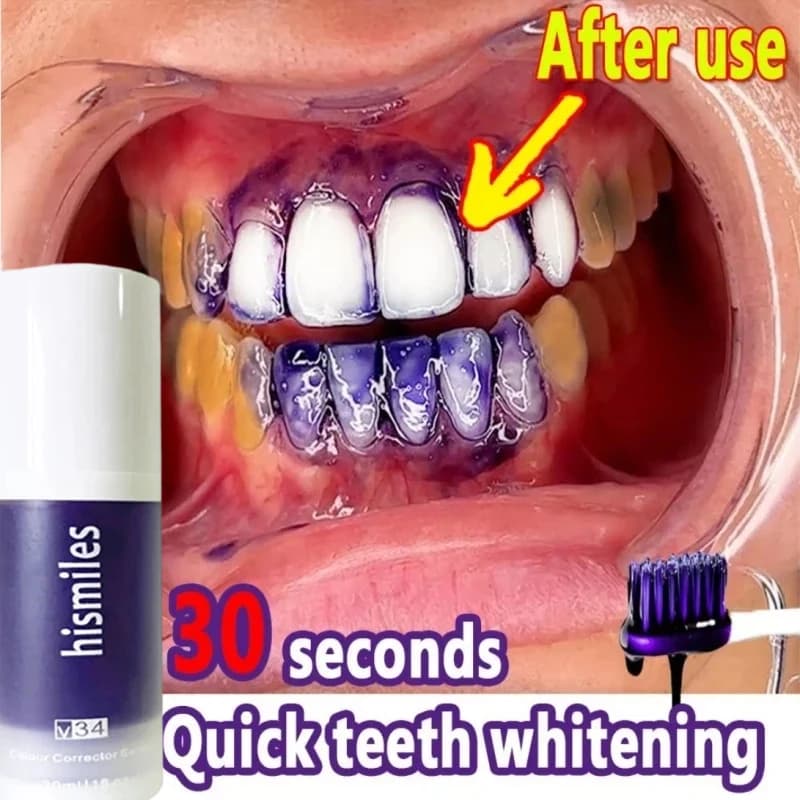 Dentifricio sbiancante viola da 30 ml, pulizia profonda, rimozione delle macchie, dentifricio, alito rinfrescante, prodotti essenziali per l'igiene orale per la vita quotidiana a casa