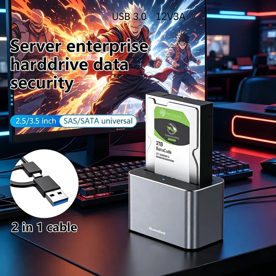 Lussuosa custodia esterna per disco rigido SAS/SATA da 2,5/3,5 pollici, da SATA a USB 3.0, docking station HDD, caddy HDD, custodia HDD, box HDD
