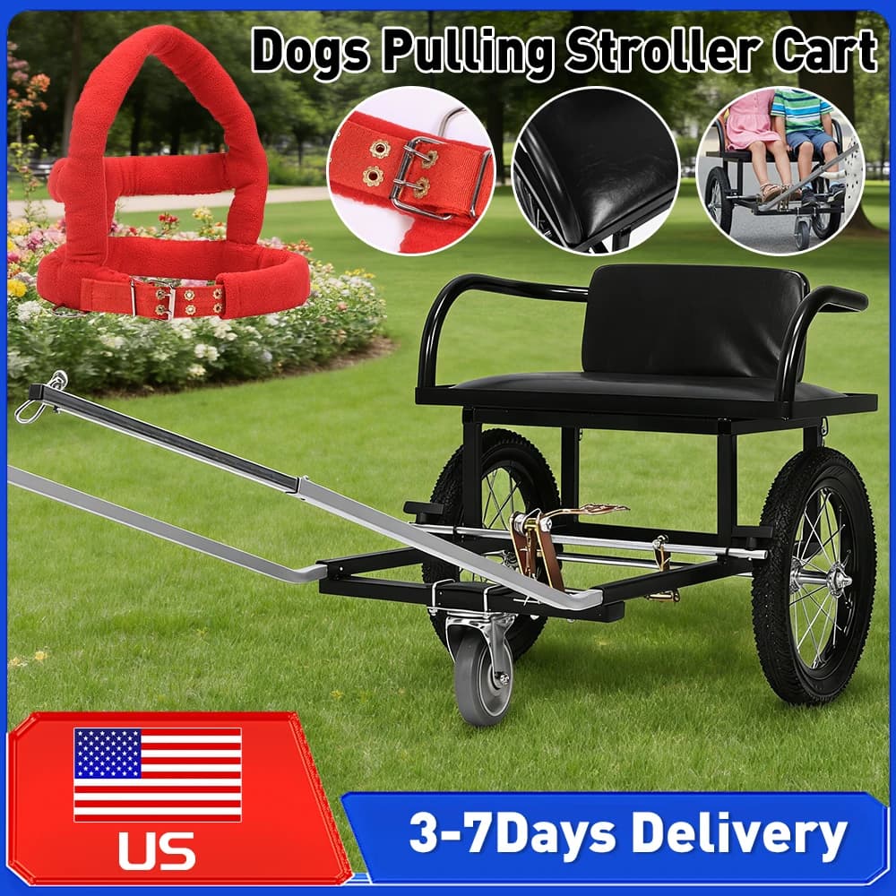 Carrello per Cani Resistente, Passeggino per Animali Domestici 40-60KG, Doppio Freno con Sedile, Rimorchio per Portare i Tuoi Amici a Spasso, Nuovo