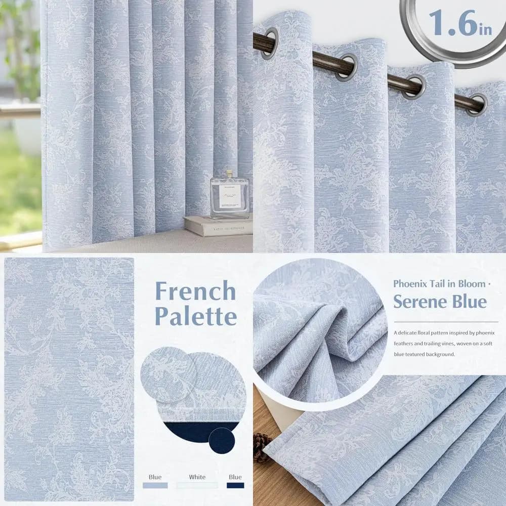 Jacquard Floral 108 Dark Curtains for Bedroom, Rustic Style with Spiral Flowers in Belt, Insulating Panels with Eyelets