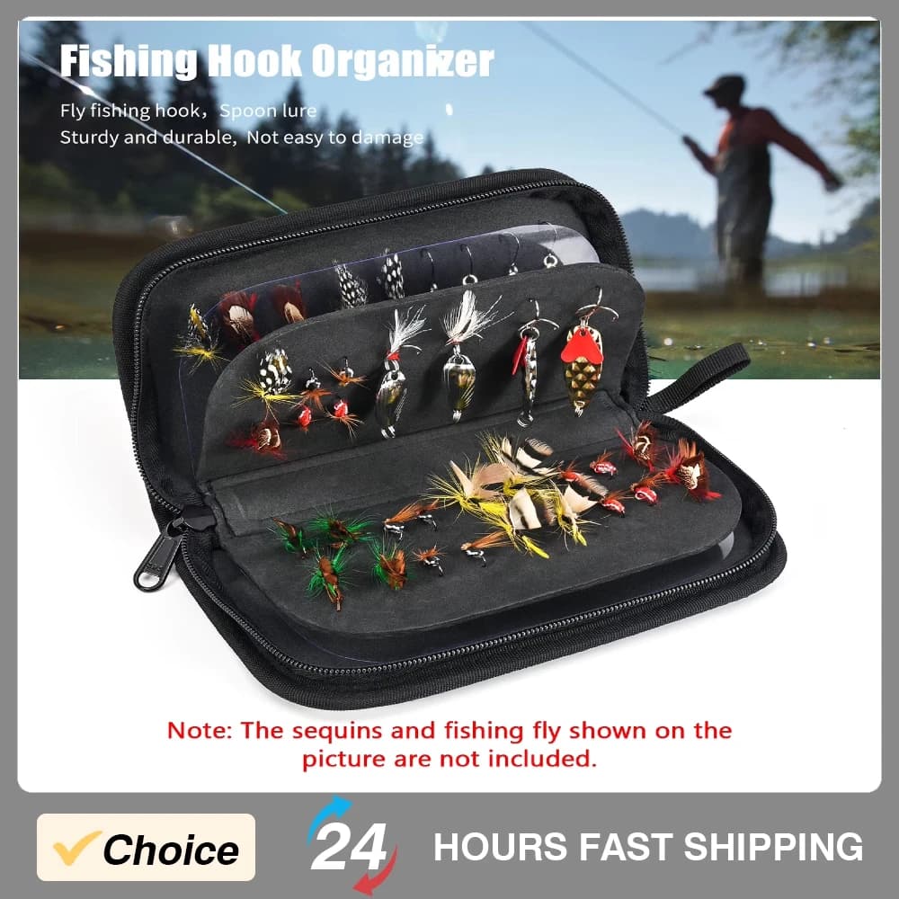 Fishing Fly Fishing Lures Spoon Spinner Storage Bag EVA Fishing Sequins Smooth Zipper Long-lasting Fishing Hook Organizer Pouch