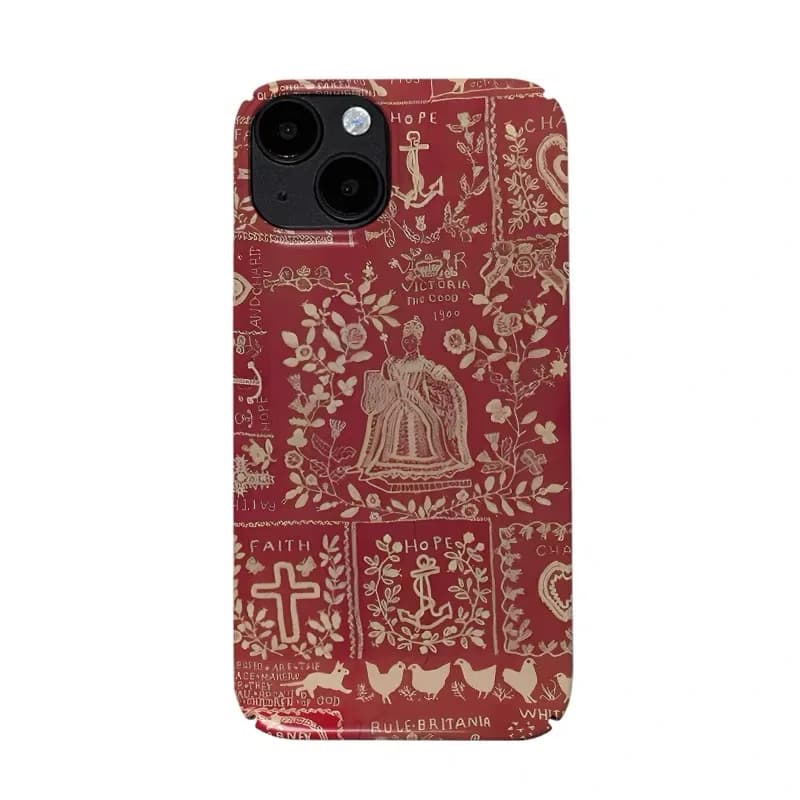 Ins Red Illustration Cross Case for IPHONE 17 16E 15 PROMAX 14 16 Plus 13 12 MINI 11 PRO XR XS MAX SE 7 8 Acrylic Phone Cover