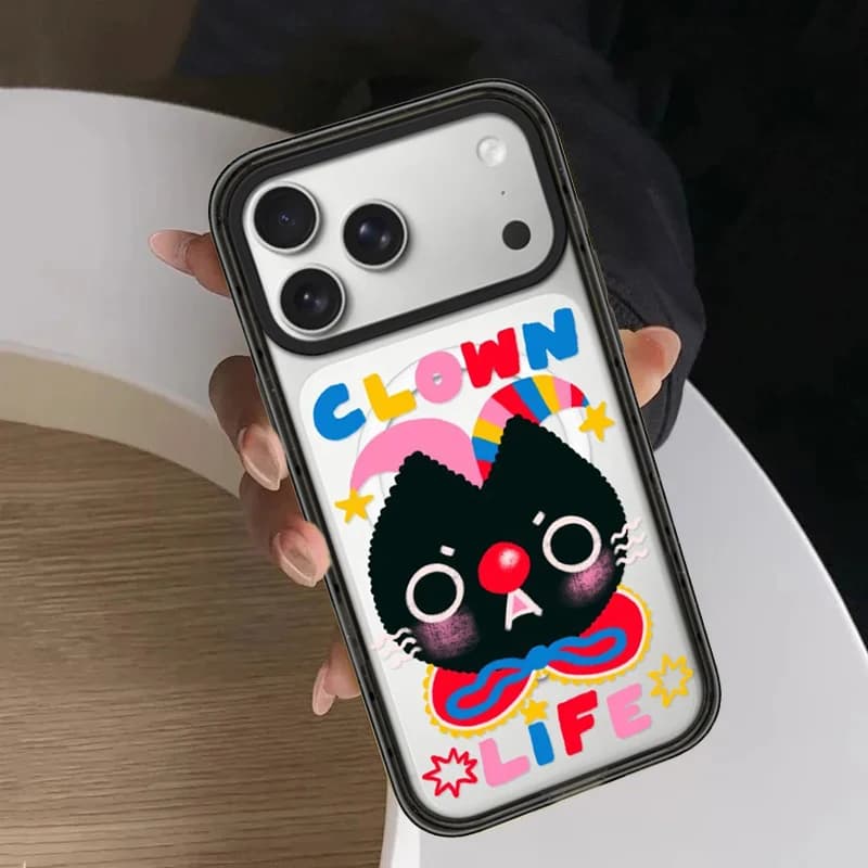 Colorful Letter Rabbit Acrylic Black Border Magnetic Impact Cover for IPhone 13 14 15 16 17 Pro Max Case for IPhone 17 Air