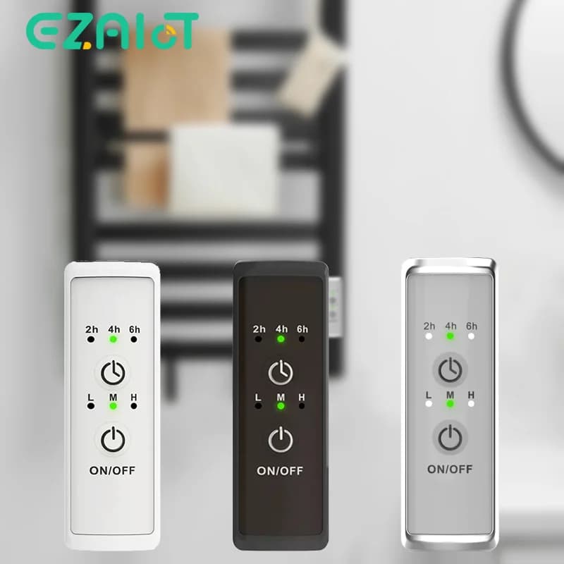 Portasciugamani da bagno regolatore del tempo di riscaldamento, termostato elettrico per portasciugamani a secco Timer incorporato nero/bianco/argento