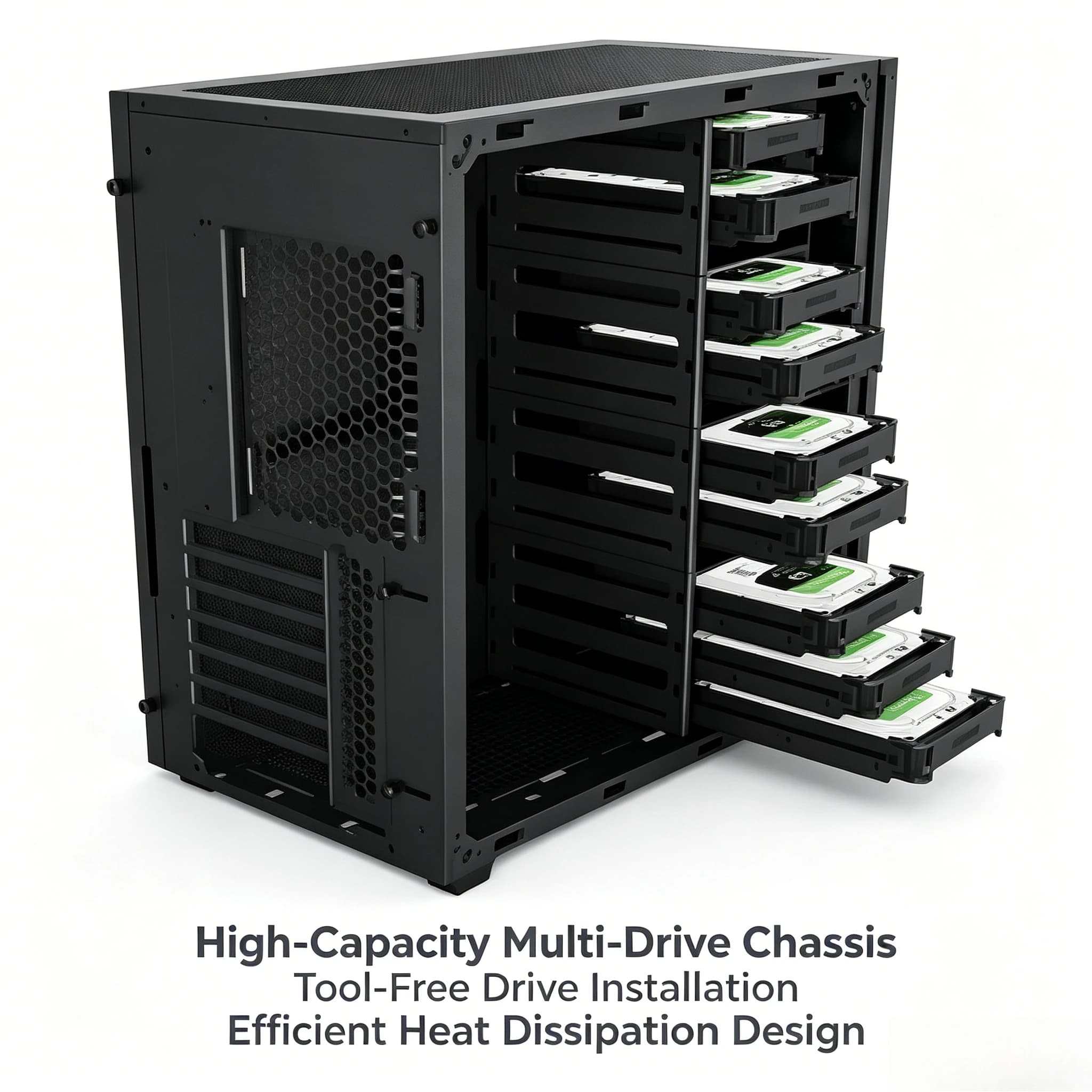 3.5 Inch Multi-Bay Hard Drive Chassis, Storage Enclosure for Desktop PC NAS Data Storage