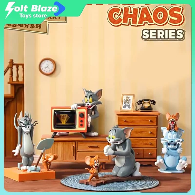 52TOYS Tom and Jerry Inseparable Wind-Up Movable Action Figure Blind Box Cartoon Cat Mouse Anime Collectible Toys Gift for Girl
