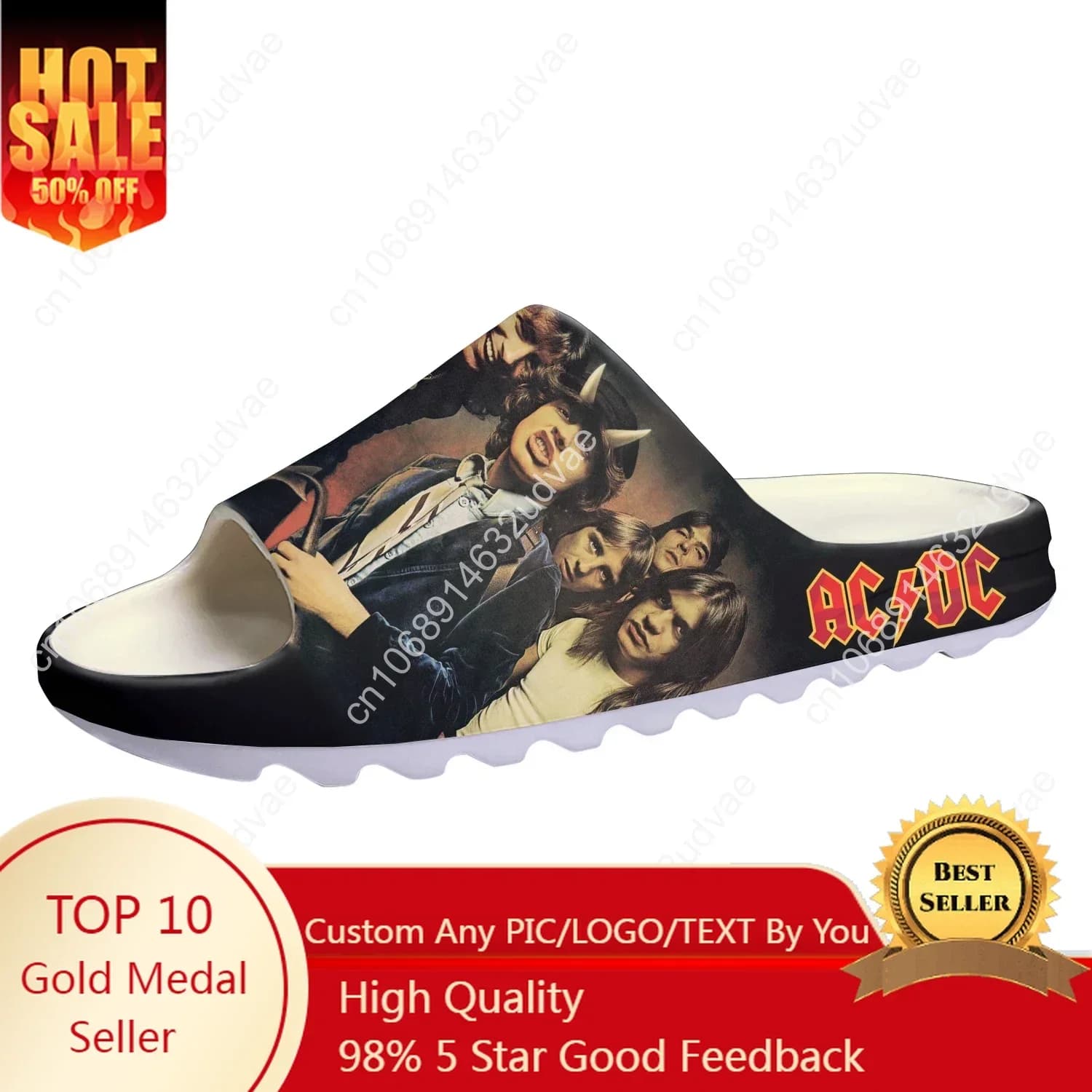 AC Rock Band Soft Sole Sllipers Home Clogs DC Custom Made Sandals Step On Water Shoes Mens Womens Teenager On Shit Step in