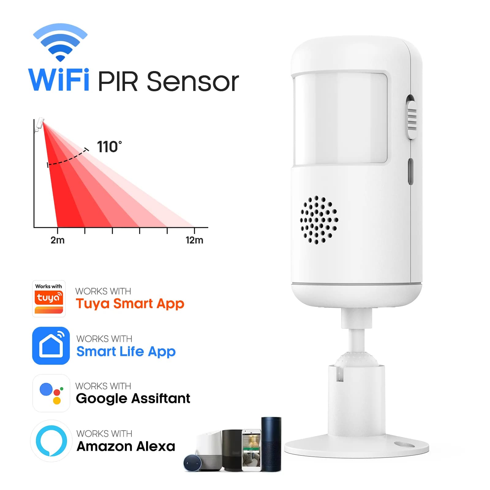 Sistema di allarme porta WiFi da 4 pezzi, sistema di sicurezza domestica intelligente wireless fai-da-te, con avviso APP telefono, funziona con Alexa, per casa, Apa