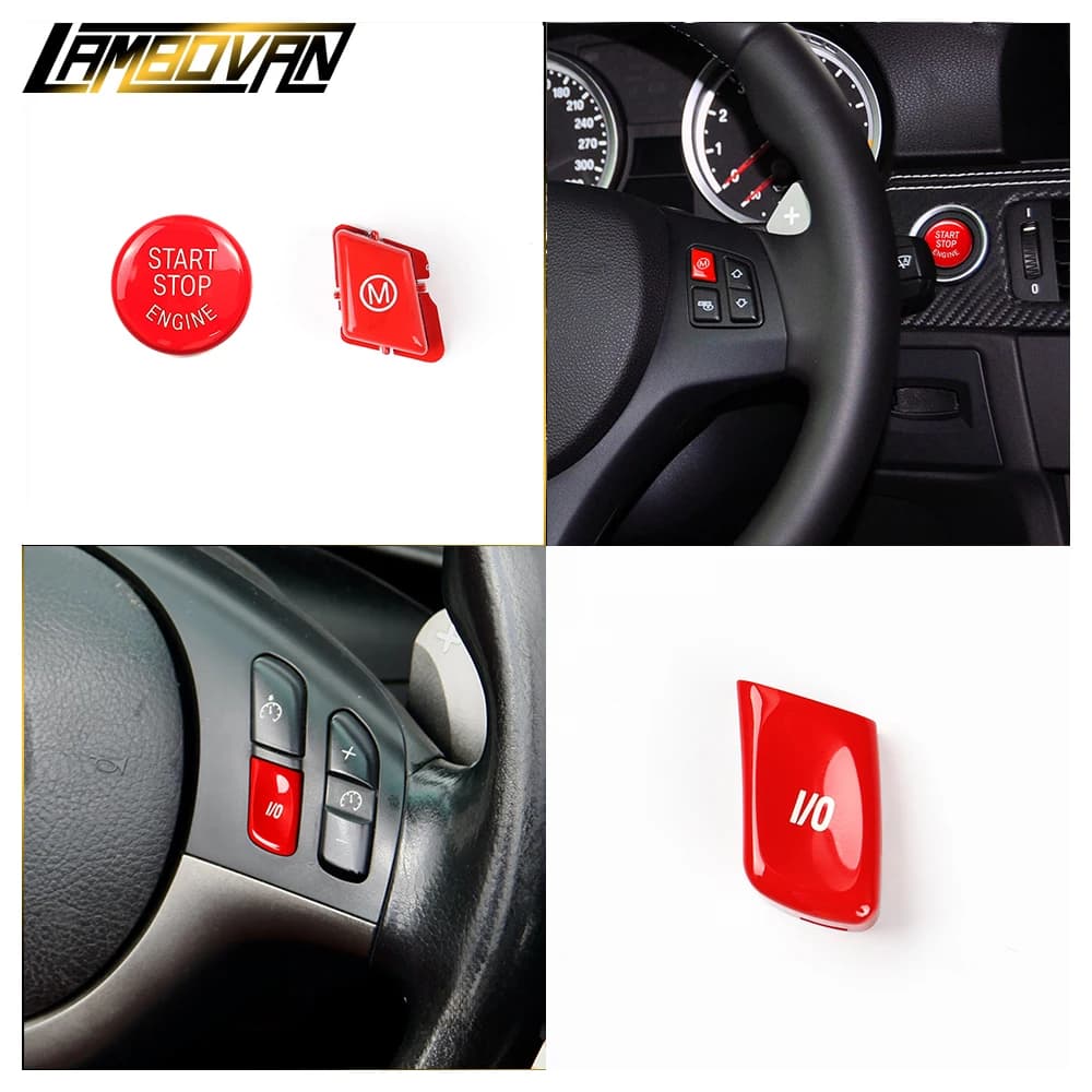 Red/Blu I/O M Sport Start Bottoni Trim Cover spare parts suitable for M3 E90 E91 E92 E93 E46 Serie 3 M Sport