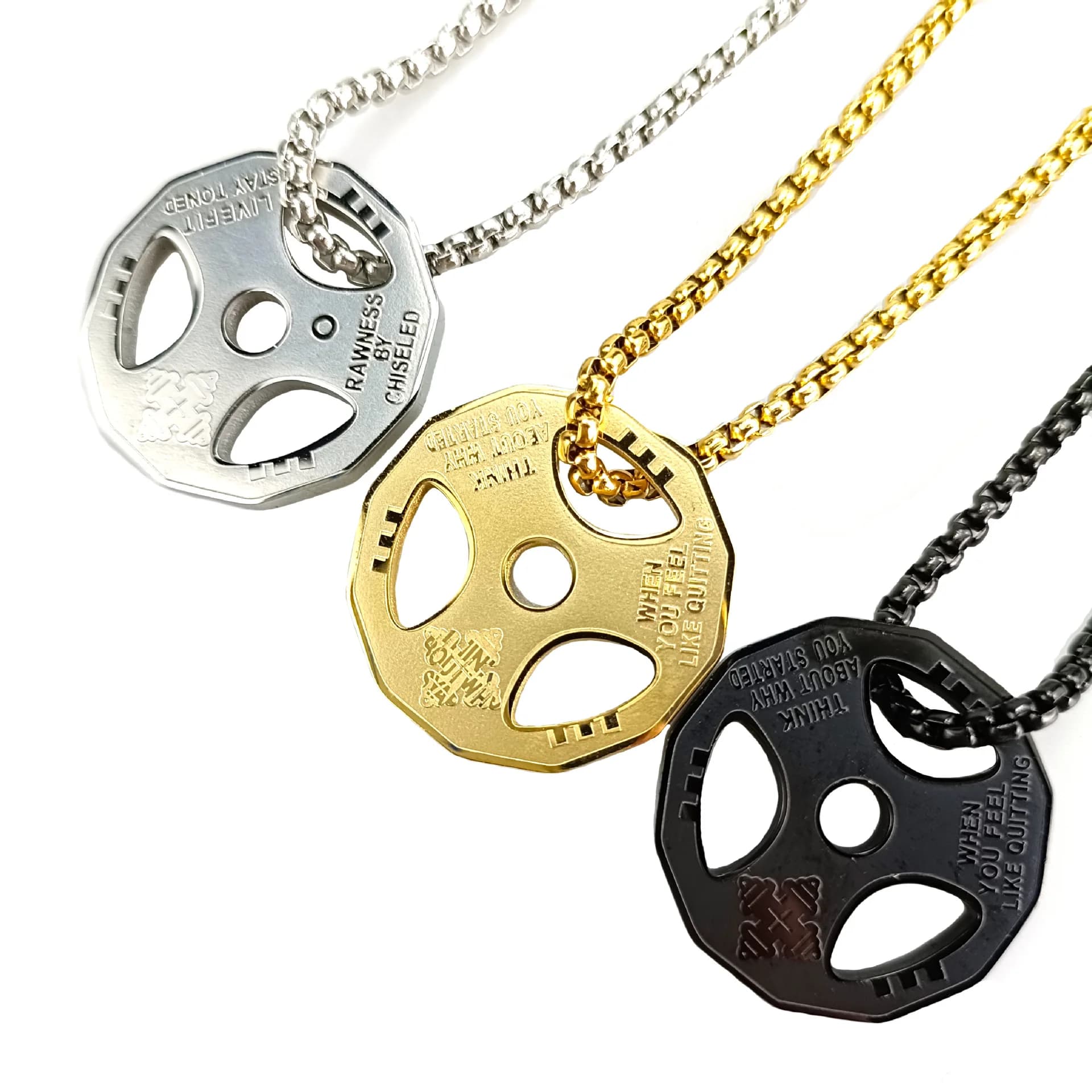 Men's Women's Collar with Fitness Handlebars Stainless Steel Necklace with Chain Pendant with Weight Plate Necklace with Fantastic Gym Plate