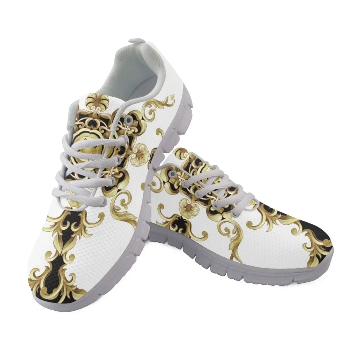 Vintage Baroque Print Womne's Flat Shoes Spring Summer Comfort Running Sneakers Casual Flats Leopard Print Footwear