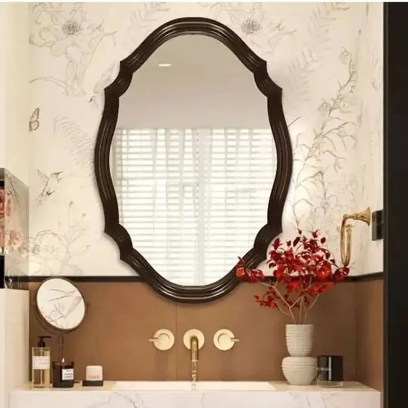 Specchio Ovale da Parete, Design Irregolare e di Lusso, per Bagno e Camera da Letto, Specchio Estetico per Ragazze e Uomini, Decorazioni per la Casa