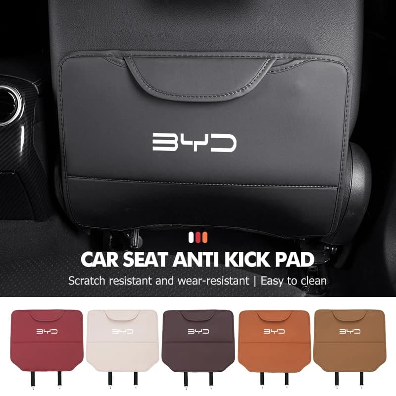 For BYD Leather Car Seat Anti Kick Pad Universal Auto Seat Back Cover Atto 3 Act Tang Yuan Song Plus EV F0 Qin Han