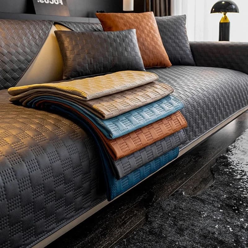 Waterproof high-end technical fabric cushion cover for luxury leather sofa towel lining for universal cushion